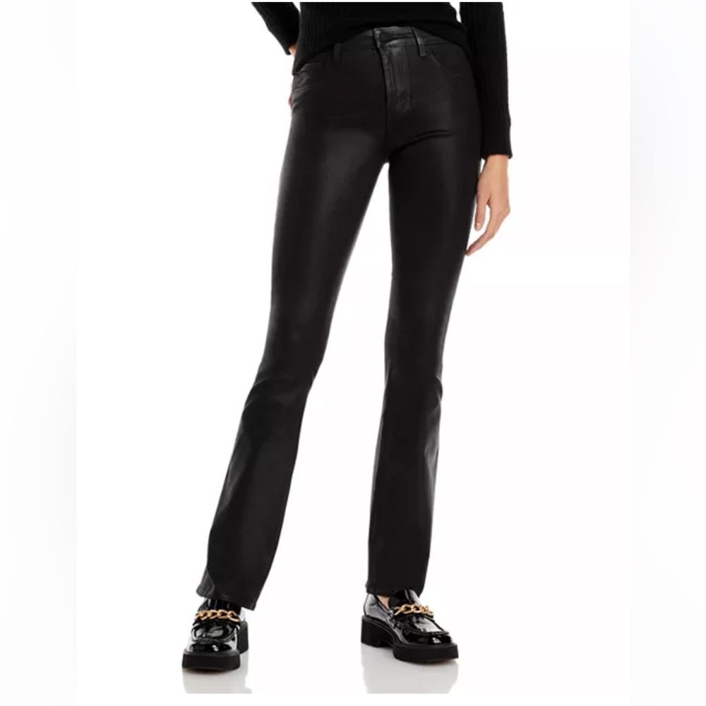 L'Agence Wax Coated Black Denim Selma Boot Cut Jeans
